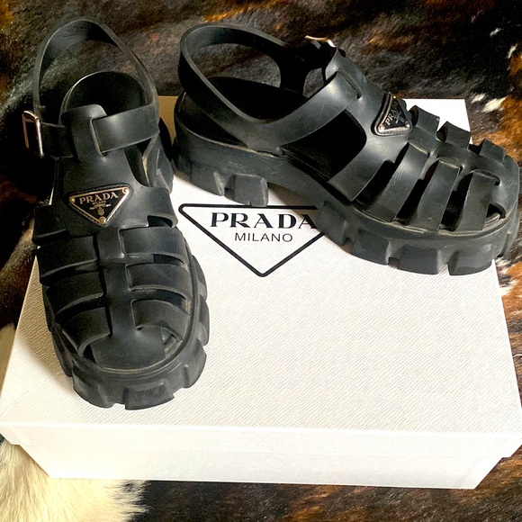 Prada black foam rubber platform sandals sandals 38 - Picture 3 of 8